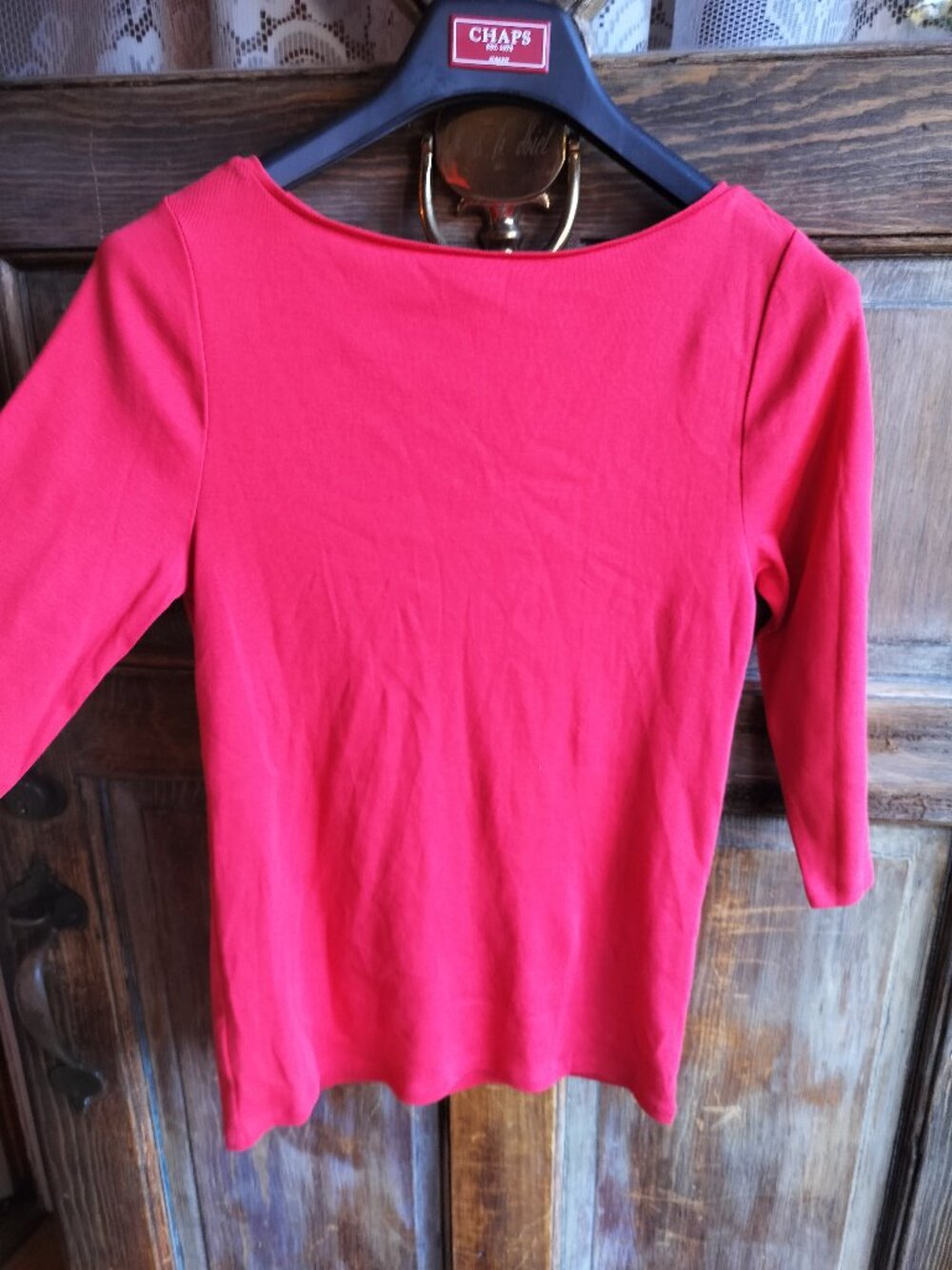 100% Cotton 3/4 Sleeve Hot Pink Ann Taylor